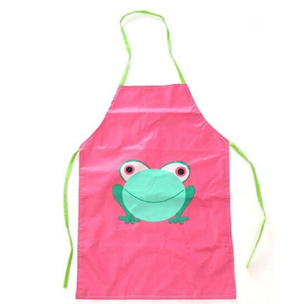 Children Cartoon Frog Pattern Apron Drawing Sleeves Painting Clothes, Color:Pink Small-garmade.com
