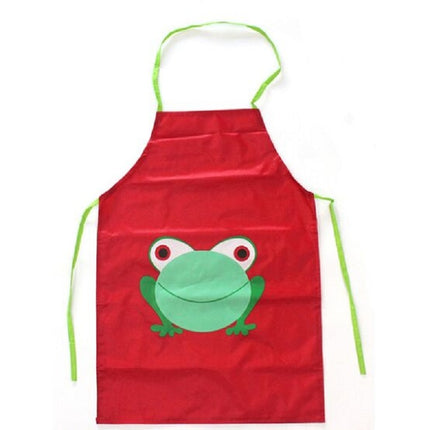Children Cartoon Frog Pattern Apron Drawing Sleeves Painting Clothes, Color:Dark Red Small-garmade.com