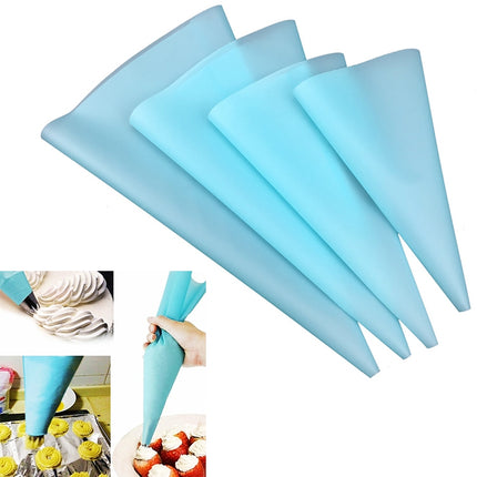 4 in 1 Silicone Icing Piping Cream Pastry Bag Nozzle DIY Cake Decorating Tools Set(EVA Bag Blue 4 Mixed)-garmade.com