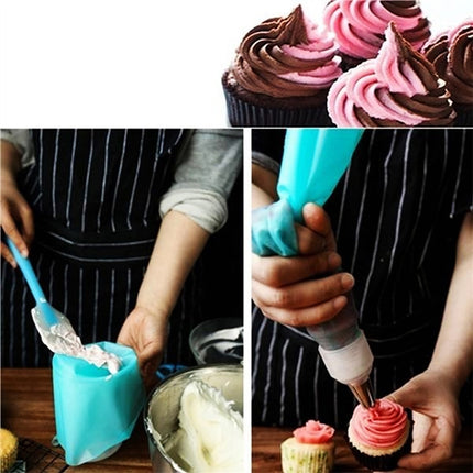 4 in 1 Silicone Icing Piping Cream Pastry Bag Nozzle DIY Cake Decorating Tools Set(EVA Bag Blue 4 Mixed)-garmade.com