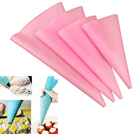 4 in 1 Silicone Icing Piping Cream Pastry Bag Nozzle DIY Cake Decorating Tools Set(EVA Bag Pink 4 Mixed)-garmade.com