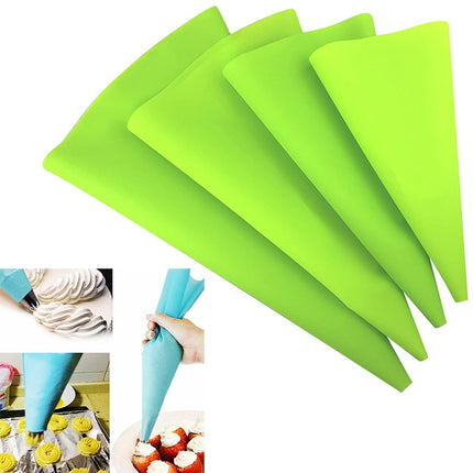 4 in 1 Silicone Icing Piping Cream Pastry Bag Nozzle DIY Cake Decorating Tools Set(EVA Bag Green 4 Mixed)-garmade.com