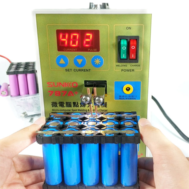 SUKKO LED Pulse Battery Spot Welder + Spot Welding Machine Micro-computer Micro Welding with LED Light+Battery Clamp, 220V EU Plug-garmade.com