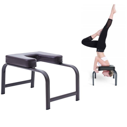 Yoga Auxiliary Inverted Stool Multifunctional Inverted Chair Yoga Fitness Chair(Brown)-garmade.com