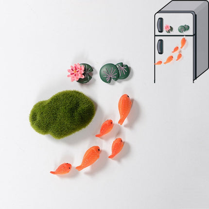 1 Set Lotus Pond Carp Fridge Magnet 3D Stereo Decoration Creative Cute Cartoon Magnet-garmade.com