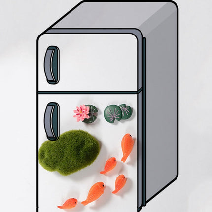 1 Set Lotus Pond Carp Fridge Magnet 3D Stereo Decoration Creative Cute Cartoon Magnet-garmade.com