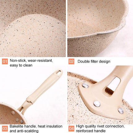 Thick Bottom Maifan Stone Household Small Frying Pan Non Stick Pan Deep Frying Pan, Color:24cm Beige Without Cover-garmade.com