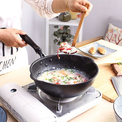 Thick Bottom Maifan Stone Household Small Frying Pan Non Stick Pan Deep Frying Pan, Color:26cm Black Without Cover-garmade.com
