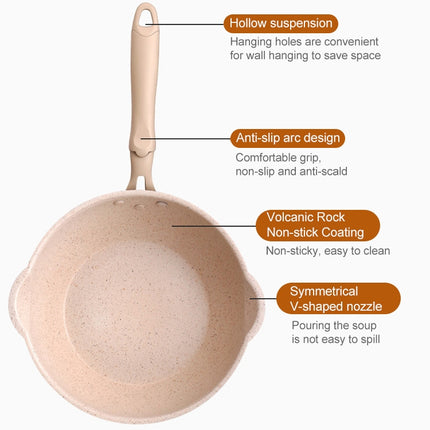 Thick Bottom Maifan Stone Household Small Frying Pan Non Stick Pan Deep Frying Pan, Color:28cm Beige Without Cover-garmade.com