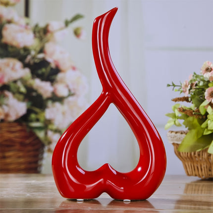 Heart Shape Creative Ceramic Flower Vase Home Decor Wedding Festival Office Desktop Decoration(Red)-garmade.com