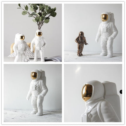 Astronaut Ceramic Model Dried Flowers Ceramic Vase for Tabletop Decor Tool, Shape:Salute(Silver)-garmade.com