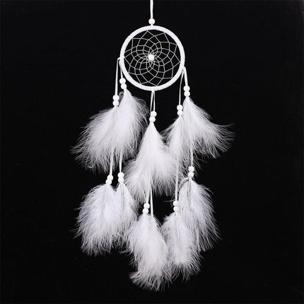 Simple Creative Home Decoration Ornaments Dream Catcher Car Pendant(White)-garmade.com