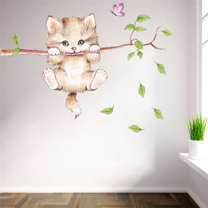 Cute Cat Twig Kindergarten Environment Layout Wall Decoration Wall Sticker-garmade.com