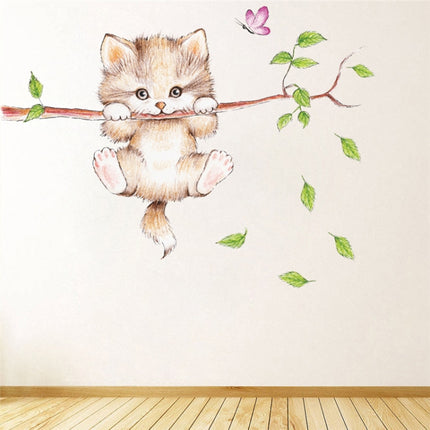 Cute Cat Twig Kindergarten Environment Layout Wall Decoration Wall Sticker-garmade.com