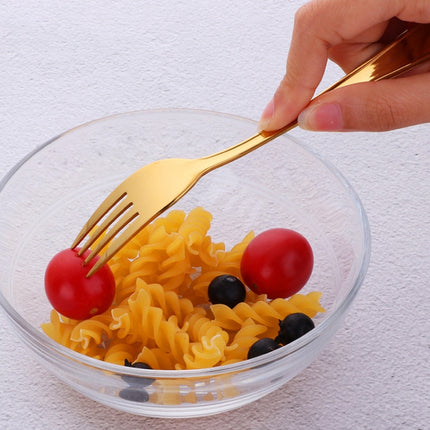 2 PCS Cake Fruit Fork Dinner Salad Tableware Stainless Steel Fork(Gold)-garmade.com