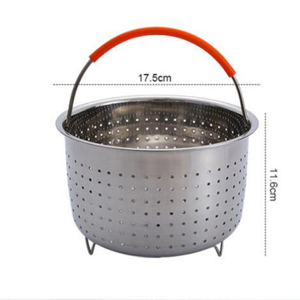 Stainless Steel Steaming Basket Plug-in Silicone Handle Pressure Cooker Steamer Kitchen Cooker Accessories, Typle:3 Quarts-garmade.com