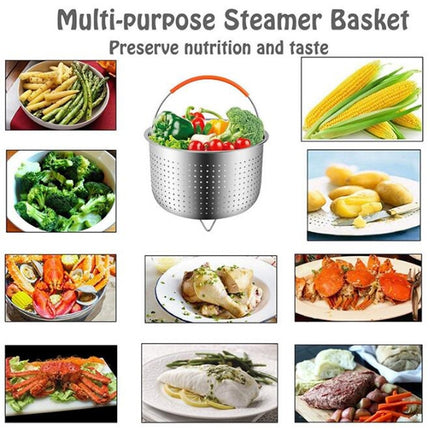 Stainless Steel Steaming Basket Plug-in Silicone Handle Pressure Cooker Steamer Kitchen Cooker Accessories, Typle:3 Quarts-garmade.com