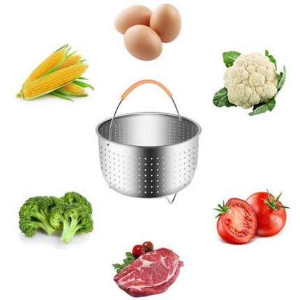 Stainless Steel Steaming Basket Plug-in Silicone Handle Pressure Cooker Steamer Kitchen Cooker Accessories, Typle:6 Quarts-garmade.com