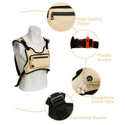 Multifunctional Outdoor Sports and Leisure Chest Bag Fitness Vest Bag(Khaki)-garmade.com