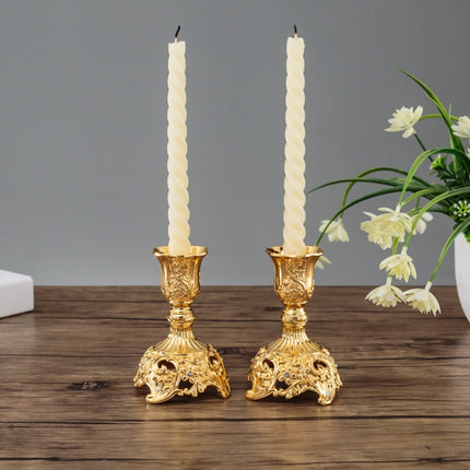 Two PCS/Set Sapphire Single Candle Light Dinner Candle Holder Decoration Wedding Candle Holder, Size:7.6X7.6X18.8cm( Gold)-garmade.com