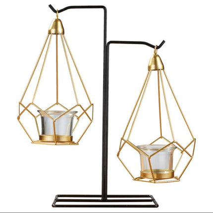Minimalist Wrought Iron Scented Candle Holder Romantic Candlelight Dinner Home Wedding Props Ornaments, Style:XY2005-garmade.com