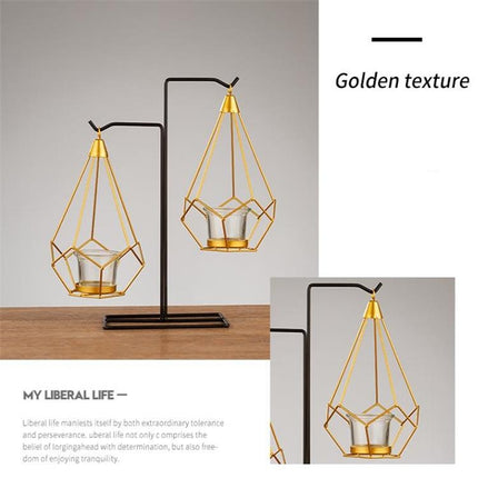 Minimalist Wrought Iron Scented Candle Holder Romantic Candlelight Dinner Home Wedding Props Ornaments, Style:XY2005-garmade.com