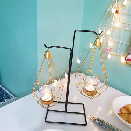 Minimalist Wrought Iron Scented Candle Holder Romantic Candlelight Dinner Home Wedding Props Ornaments, Style:XY2005-garmade.com