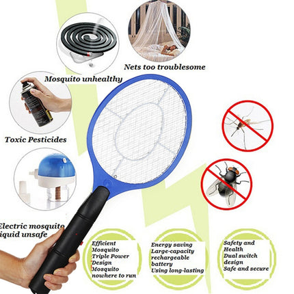 Hand Racket Mosquito Swatter Insect Home Garden Pest Bug Fly Mosquito Zapper Swatter Killer Electric Fly Swatter(YELLOW)-garmade.com