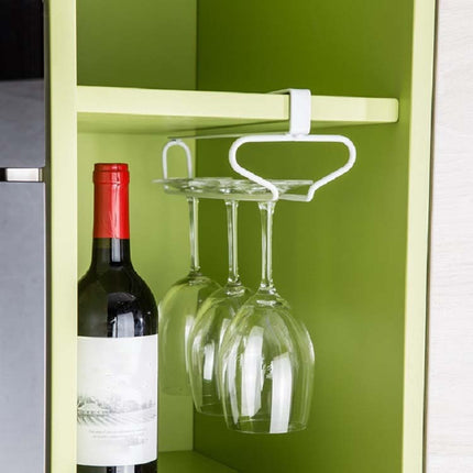 Wrought Iron Wine Glass Holder Upside Down Goblet Creative Hanging Cup Holder(White)-garmade.com