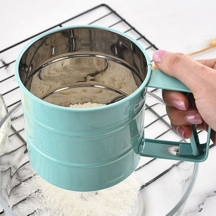 Stainless Steel Flour Sieve Baking Tool Hand-Pressed Flour Sieve(Blue)-garmade.com