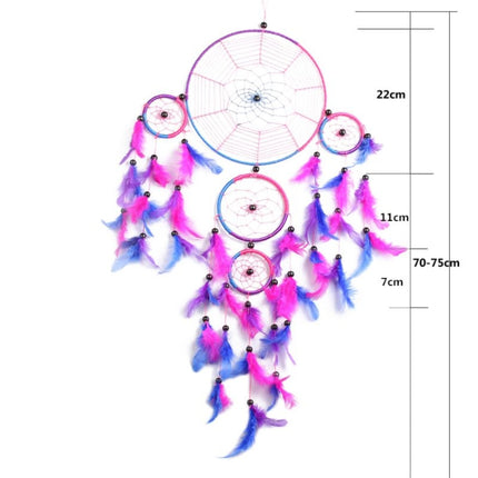 Creative Hand-Woven Crafts Dream Catcher Home Car Wall Hanging Decoration(Colorful Red)-garmade.com
