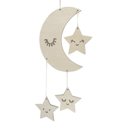 Baby Room Kindergarten Star Moon Wooden Decoration, Type:Special Board(Moon)-garmade.com