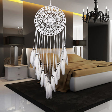 Creative Hand-Woven Crafts Dream Catcher Home Car Wall Hanging Decoration(White)-garmade.com