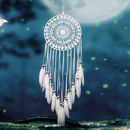 Creative Hand-Woven Crafts Dream Catcher Home Car Wall Hanging Decoration(White)-garmade.com