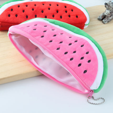 Cute Watermelon Shape Plush Pencil Bag(Red)-garmade.com