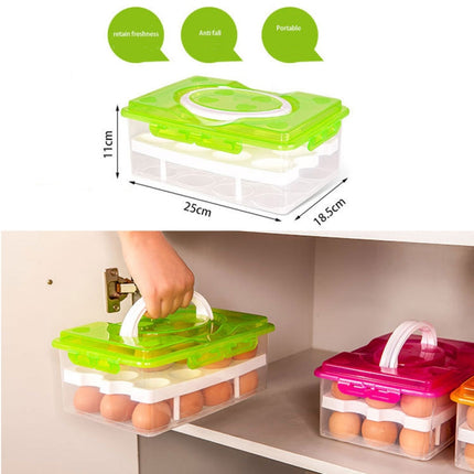 Portable 2 Layers 24 Slots PP Plastic Egg Holder Storage Case Box(Orange)-garmade.com