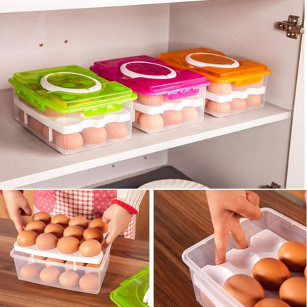Portable 2 Layers 24 Slots PP Plastic Egg Holder Storage Case Box(Orange)-garmade.com