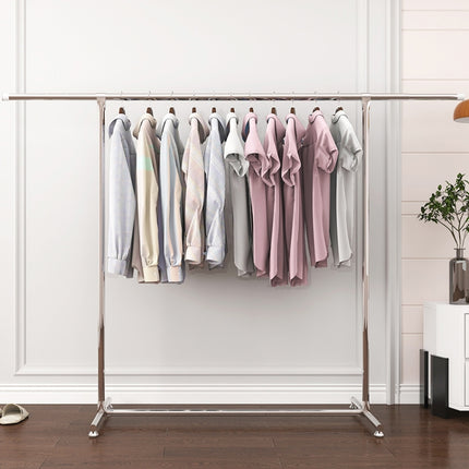 120-200cm Telescopic Drying Rack Outdoor Calcony Storage Shelf Stainless Steel Hanger Single Rod Clothes Rack(Silver)-garmade.com