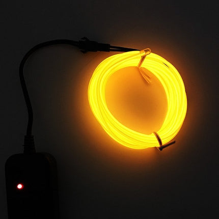 Flexible LED Light EL Wire String Strip Rope Glow Decor Neon Lamp USB Controlle 3M Energy Saving Mask Glasses Glow Line F277(Yellow Light)-garmade.com