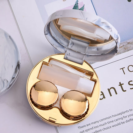 Marbling Plating Color Contact Lens Case Glasses Box(Gold)-garmade.com