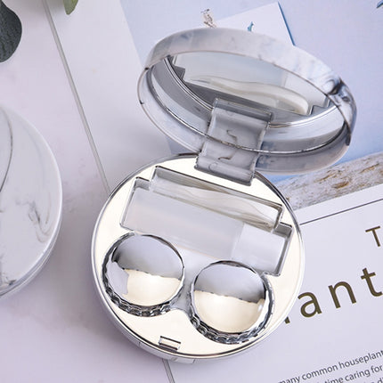Marbling Plating Color Contact Lens Case Glasses Box(Silver)-garmade.com