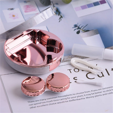 Marbling Plating Color Contact Lens Case Glasses Box(Rose Gold)-garmade.com