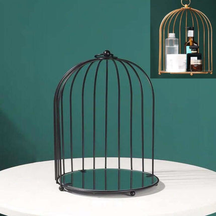 Cosmetic Storage Rack Bird Cage Desktop Shelf Dresser Skin Care Finishing Rack, Size:Small, Color:Black-garmade.com