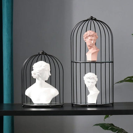 Cosmetic Storage Rack Bird Cage Desktop Shelf Dresser Skin Care Finishing Rack, Size:Small, Color:Black-garmade.com