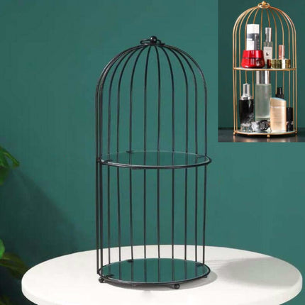 Cosmetic Storage Rack Bird Cage Desktop Shelf Dresser Skin Care Finishing Rack, Size:Large, Color:Black-garmade.com