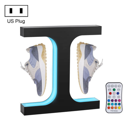 LM-011 LED Lighting Magnetic Levitation Shoes Display Stand, Style:15mm Black+Color Light+RC(US Plug)-garmade.com