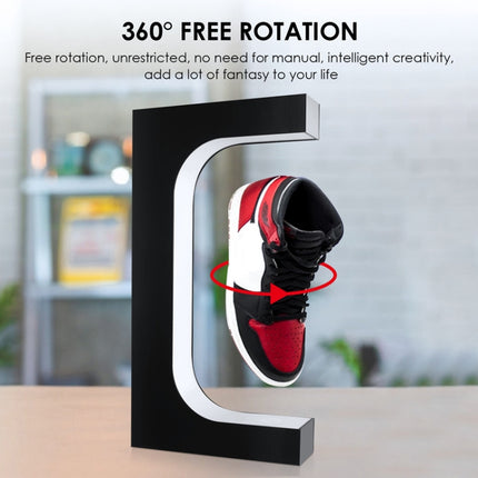 LM-001 LED Lighting Magnetic Levitation Shoes Display Stand, Style:15mm Black+Color Light+RC(EU Plug)-garmade.com