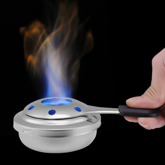 Outdoor Mini Stainless Steel Handle Alcohol Stove Camping Fuel Small Hot Pot Windproof Alcohol Stove, Size:9.5cm-garmade.com