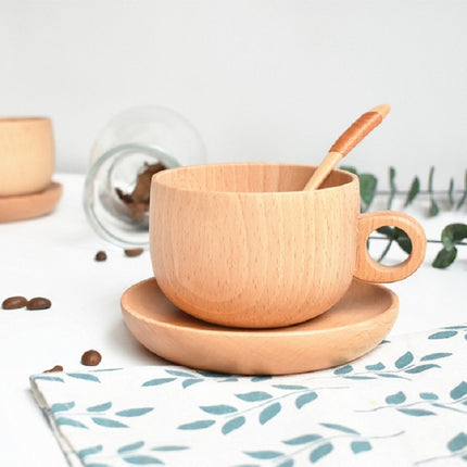 Beech Coffee Cup Wooden Water Cup Tea Cup with Handle, Style:Cup-garmade.com