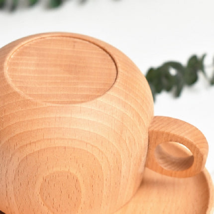 Beech Coffee Cup Wooden Water Cup Tea Cup with Handle, Style:Cup-garmade.com